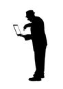 Silhouette of a Man and Computer Royalty Free Stock Photo