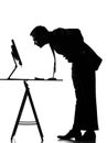 Silhouette man computing Royalty Free Stock Photo