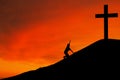 Silhouette of man with the Cross Royalty Free Stock Photo