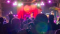 Silhouette of man in the crowd in baseball cap on reggae concert