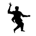 Silhouette of man dance lindy hop. Retro dancer for poster, flyer studio of social dances. Vector black and white illustration.