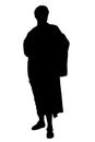 Silhouette of a man dressed in a robe isolated on a white background. Vector illustration