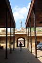 A silhouette of a man at the elephant stable around Amer Amber