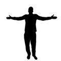 Silhouette of a man enjoying life. Man with arms wide open