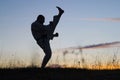 Silhouette of man exercising