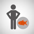 Silhouette man fish nutrition healthy Royalty Free Stock Photo