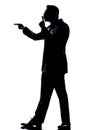 Silhouette man full length hushing for silence Royalty Free Stock Photo