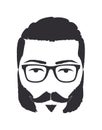 Silhouette of a man with glasses, mustache and sideburns. Hand Drawn Vector Illustration Royalty Free Stock Photo