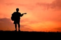 Silhouette man with guitar Royalty Free Stock Photo