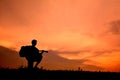 Silhouette man with guitar Royalty Free Stock Photo