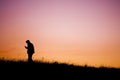 Silhouette of man handle phone Royalty Free Stock Photo