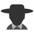 Silhouette of a man in a hat. Orthodox jewish icon. Person icon,