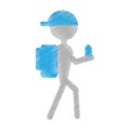 Silhouette man hiking cap packback bottle water Royalty Free Stock Photo