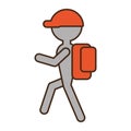 Silhouette man hiking orange cap bag Royalty Free Stock Photo