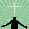 Silhouette of a man with his face turned to God. Royalty Free Stock Photo