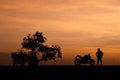 Silhouette man and his motorcycle To live a lifestyle.