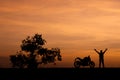 Silhouette man and his motorcycle To live a lifestyle.