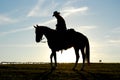 Silhouette of man and horse Royalty Free Stock Photo
