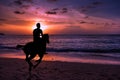 Silhouette man horse riding Royalty Free Stock Photo
