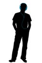 Silhouette of a man listening to music with headphones Royalty Free Stock Photo