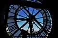 Silhouette of man looking at time passing by clock tower on a clear blue day Royalty Free Stock Photo