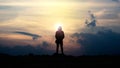 Silhouette of man looking  sunset Royalty Free Stock Photo