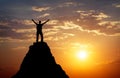 Silhouette of a man on a mountain top. Royalty Free Stock Photo