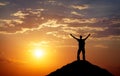 Silhouette of a man on a mountain top. Royalty Free Stock Photo