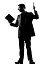 Silhouette man with note pad Royalty Free Stock Photo