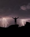 Silhouette of a man watching the night sky Royalty Free Stock Photo