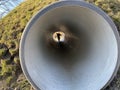 silhouette of man in a pipe Royalty Free Stock Photo