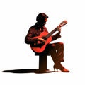 Silhouette of a man playing an acoustic guitar