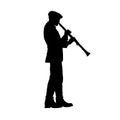 silhouette of man playing clarinet, clarinetist Royalty Free Stock Photo
