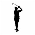 silhouette of a man playing golf, on a white background Royalty Free Stock Photo