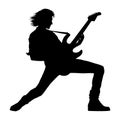 Silhouette of a man playing rock guitar Royalty Free Stock Photo