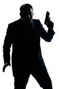 Silhouette man portrait with gun Royalty Free Stock Photo