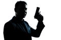 Silhouette man portrait with gun Royalty Free Stock Photo