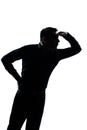 Silhouette man portrait looking forward gesture