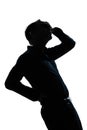 Silhouette man portrait pain backache Royalty Free Stock Photo