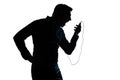 Silhouette man portrait telephone videophone Royalty Free Stock Photo