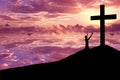 Silhouette of a man Praising Jesus Royalty Free Stock Photo