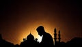 the silhouette of man praying in Ramadan Khareem Royalty Free Stock Photo