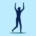 Silhouette of a man raising his hand. The concept of rejoicing in victory Royalty Free Stock Photo