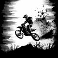 Silhouette Of Man Riding Motocross. Generative AI