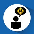 Silhouette man road sign school zone icon Royalty Free Stock Photo