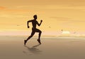 Silhouette of man running on the beach, Fitness Boy, Walking, Jogging & Exercise Background.