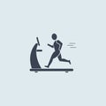 Silhouette man running on treadmill. Vector illustration in flat simple modern style. vector illustration of healthy lifestyle. Royalty Free Stock Photo