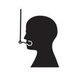 Silhouette of a man`s head on a fish hook. Isolated background. Vector image. Icon