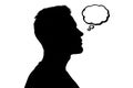 Silhouette of a Thinking Man with a Thought Bubble Royalty Free Stock Photo