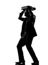 Silhouette man shielding with his briefcase Royalty Free Stock Photo